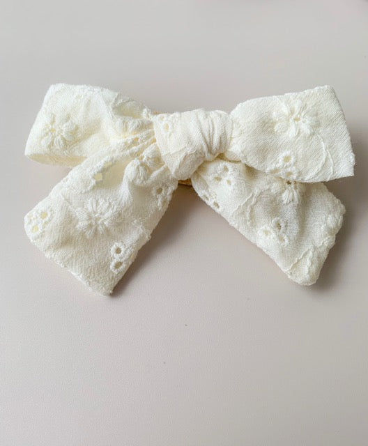 FLORAL BOW HEADBAND - CREAM