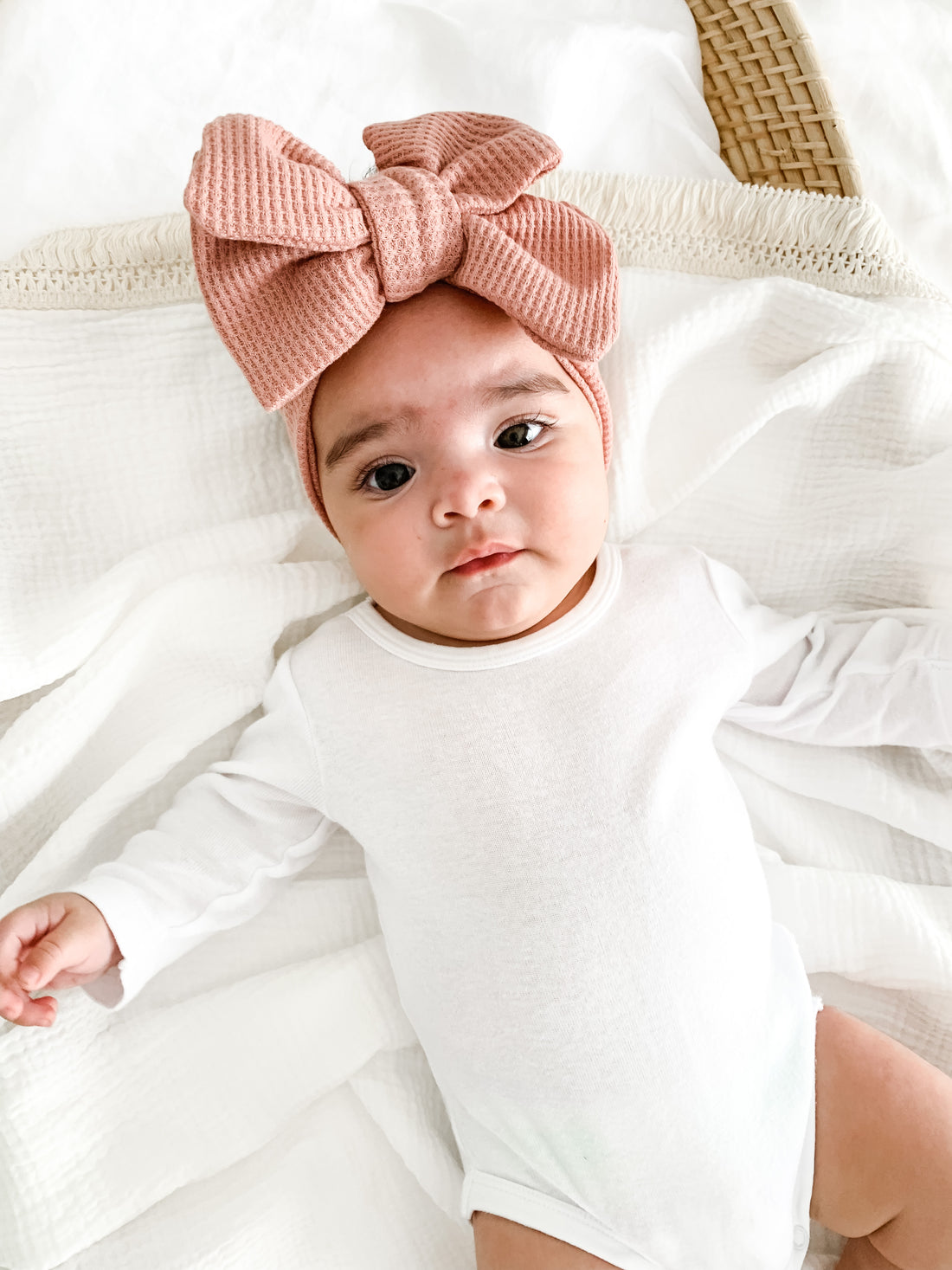 CHUNKY WAFFLE BOW HEADBAND - DUSTY