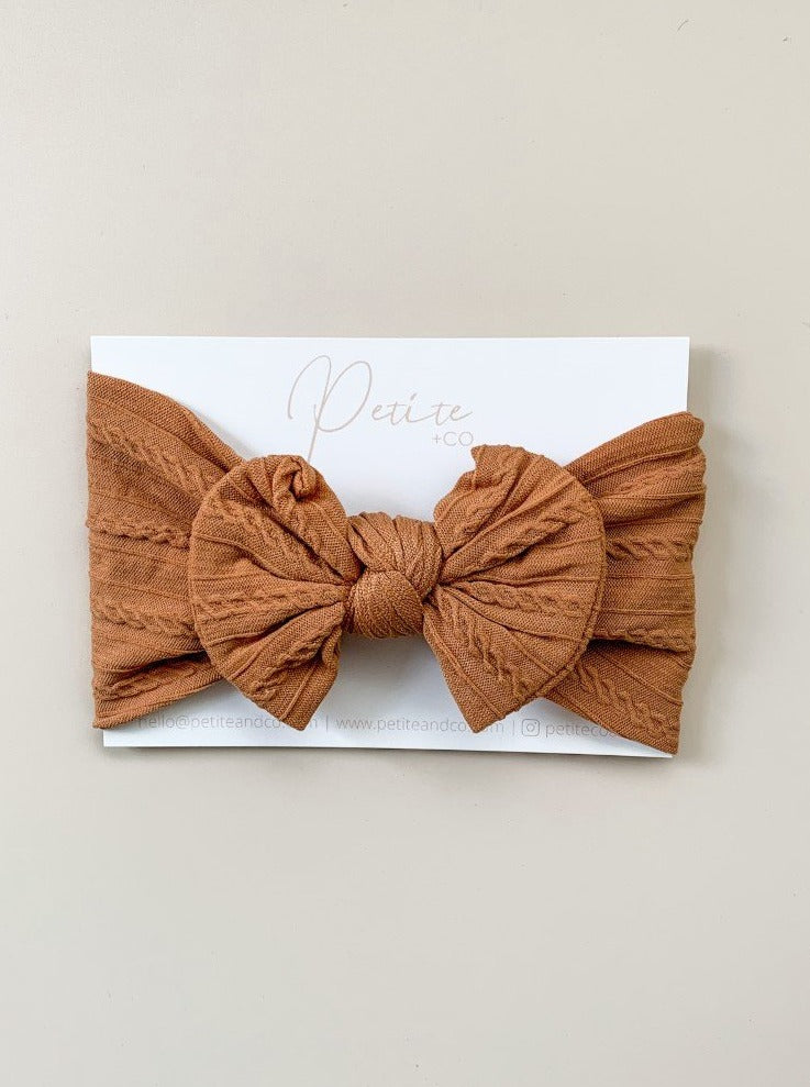 rust col cable knit girls baby stretch headband newborn