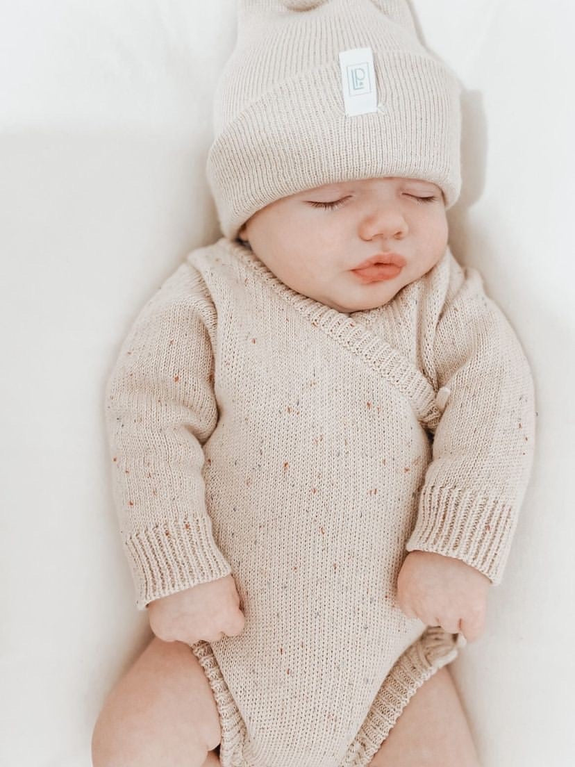 KNIT BODYSUIT - BEIGE SPECKLE